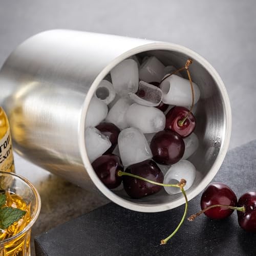 Opatiny Cubo de hielo de acero inoxidable de doble pared de 1,6 L para champán, enfriador de vino, vino tinto, cerveza, sidra, uso doméstico y bar