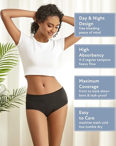Image of Goat Union Midi Period Underwear for Women Teens, Menstrual Period Panty, Organic Cotton Lining, Full Coverage & Heavy Flow