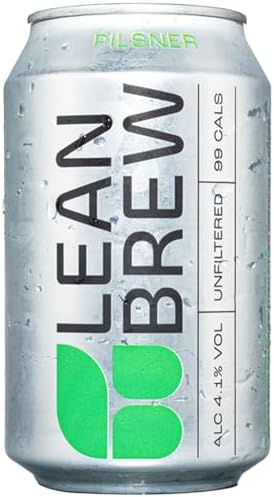 LEAN BREW Lager, Multi Award Winning, 4.1%, 99 Calories, Low Carb & Gluten Free Beer, 24 Pack x 330ml Beer Cans