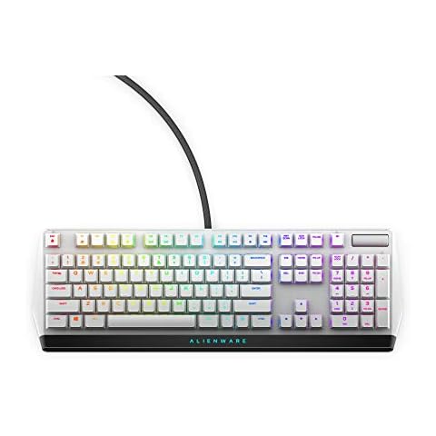 New Alienware Low-Profile RGB Gaming Keyboard AW510K Light, Alienfx Per Key RGB Lighting, Media Controls and USB Passthrough, Cherry MX Low Profile Red Switches, Lunar Light Cover