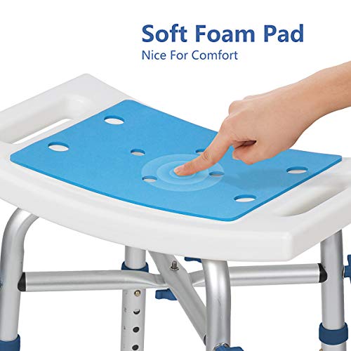 Greenchief 500 Lbs Adjustable Shower Chair With Back, Heavy Duty Eva Padded Bath Seat Medical Tool-Free & Greenchief Cushion For Shower Waterproof, Seat Foam Cushion With Hook, Bath Seat Cushion Mat #TOP4