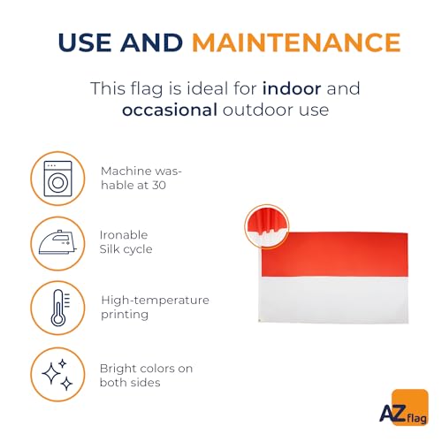 Image of AZ FLAG - Indonesia Flag - 3x5 Ft - 100D Polyester Indonesian Banner with Two Metal Grommets - Fade Resistant - Vivid Colors - 3' x 5' Feet - 150x90 Cm