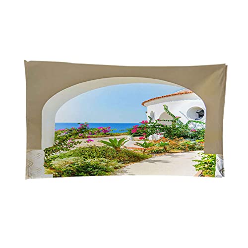 Grande serviette microfibre de bain au design château de mer - 5