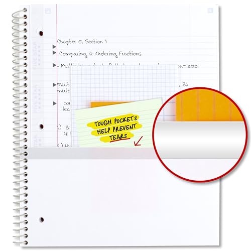 Image of Five Star Spiral Notebook + Study App, 1 Subject, College Ruled, 8-1 /2 inch x 11 inch, 80 Sheets, Fights Ink Bleed, Water Resistant Covers, Organic Lines (820233F)