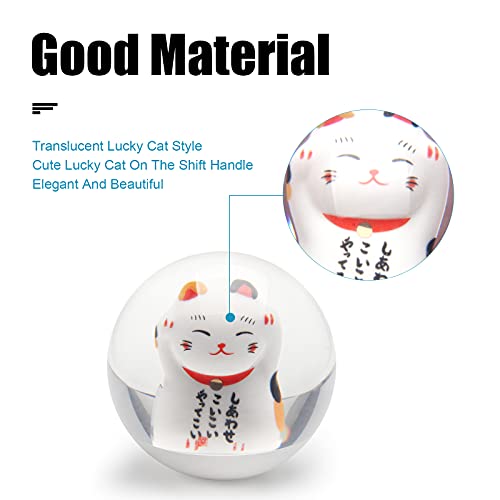 Somusen Universal Jdm Lucky Cat Gear Shift Shifter Knob 4 5 6 Speed Round Cool Shift Knob With M81.25, M101.25, M101.5 Adapter #TOP1