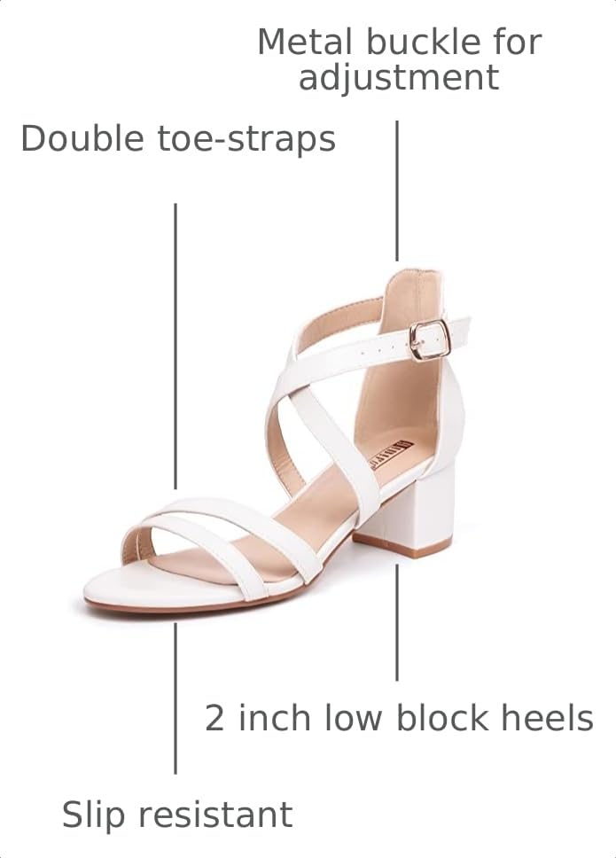 Image of IDIFU Women's Block Low Chunky Heel Strappy Sandals Open Toe Ankle Strap Dress Wedding Evening Shoe for Women Bridal