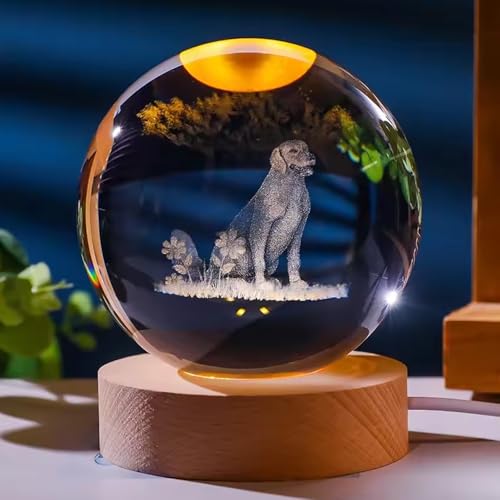 Miguha Luz nocturna LED personalizada con foto en bola de cristal 3D redonda, decoración personalizada con retrato en bola de nieve para esposa, luna de miel, regalos con imagen de mascota(6cm/2.4in)