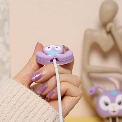 Image of skysia Charger Protector & Cable Saver for iPhone 18W 20W - 3D Purple Rabbit Design, 4-in-1 Full Protection Cover with Wire Guard & Data Line Protector (Multicolored)
