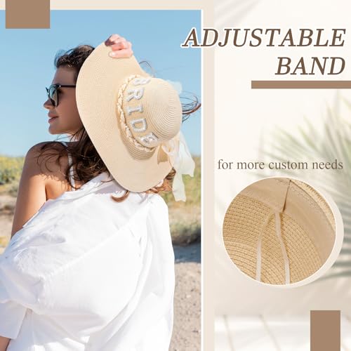 Sombrero playero beige para mujer con ala ancha miniatura 5