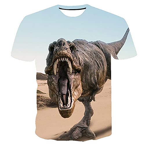 PRIOKNIKO Magliette Uomo Manica Corta con Stampa Digitale 3D Dinosauro,Ft19,XL