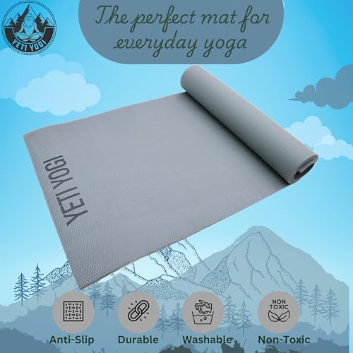 Image of Eva Yoga Mat for Exercise, Anti-Slip Workout Mat for Unisex, Durable & Comfortable Yoga Mats for Home, Gym, and Pilates (Grey, 6mm)