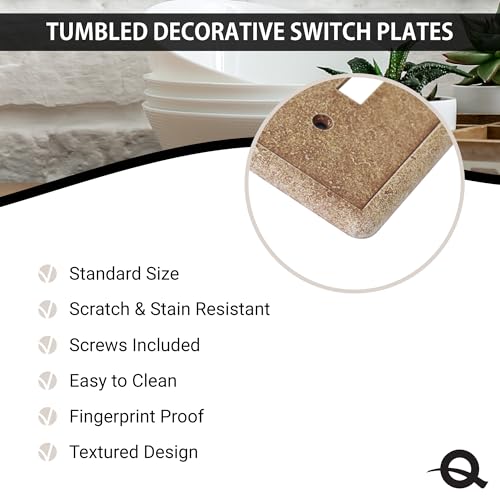 Questech Outlet Cover, Single Duplex Wall Plate 1-Gang Switch Plate Standard Size Electrical Outlet Receptacle Cover, Decorative Tumbled Texture, Noche, 3 Pack