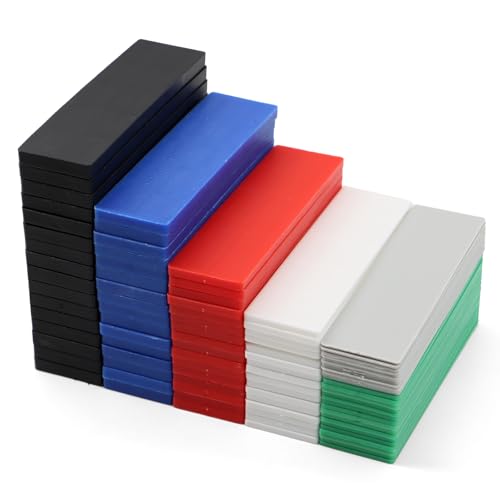 Scettar Pack of 96 Plastic Underlay Plates, 100 x 28 mm Spacer Blocks Set - 1-6 mm (16 Pieces Random Colour) Spacers for Window Installation Tile Laying Glazing Blocks