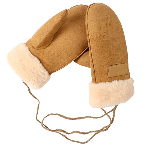 Asionper Winter Gloves For Women With Neck Long Rope Dual-Layer Elastic Soft Wool Liner Warm Gloves Cold Weather Snow Running Cycling Thermal Lining Mittens #TOP7