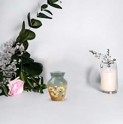 Image of Flower Urn Small Keepsake - Urns for Burial In Ground - Funeral Urns for Women - Cremation Urn for Adult Ashes Men (Size-3inch,1pcs)