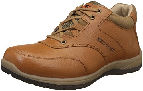 Red Chief Men's Genuine Leather Casual Shoes | Stylish Lace-Up Footwear for Office, Regular Wear & Semi-Formal Outfits | Anti-Slip Sole & Cushioned Collar | RC3421 Tan