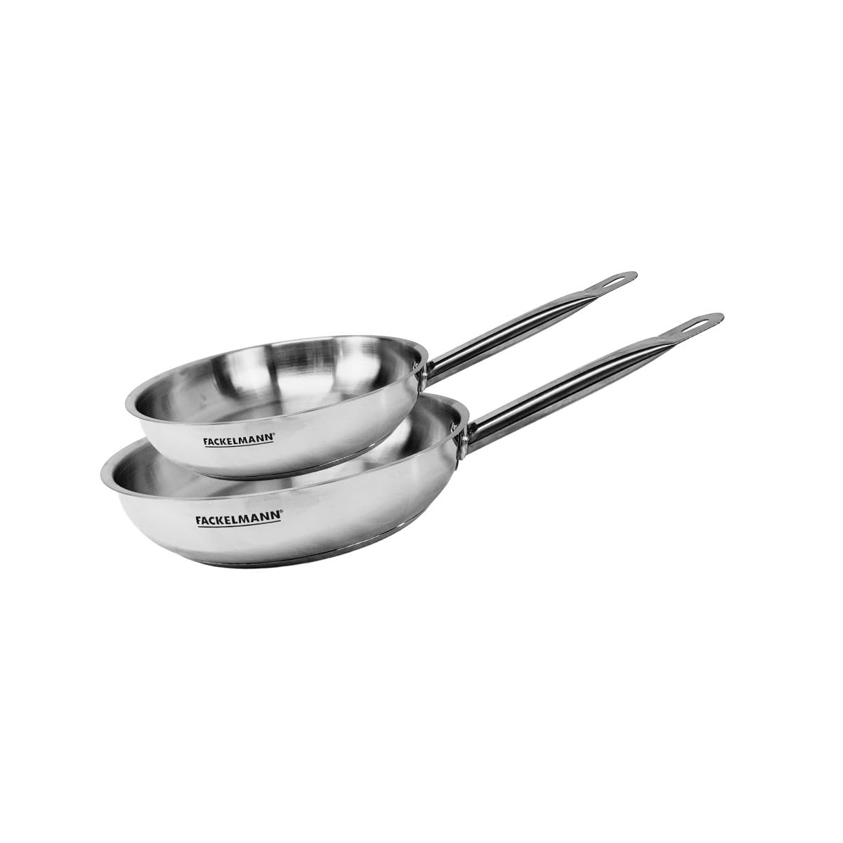 Poêles inox 24 et 28 cm Fackelmann tous feux induction sans PFAS manche riveté