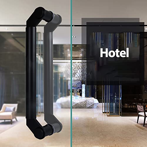Poignée de porte acier inoxydable noir double face verre bois - 4