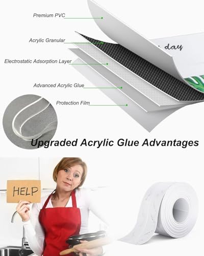 KGDUYC Dichtungsband Selbstklebend Dichtungsstreifen PVC Fugendichtungsband Wasserdichtes Dekoratives Klebeband Für Küche Waschbecken Dusche Wanne Toilette Kantenschutz Weißer Marmor - 3.2m