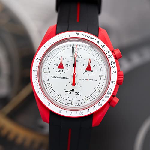 Bands For Moonswatch Watch,Curved No Gap Rubber Strap Compatible With Omega X Swatch Moonswatch Speedmaster/Rolex/Seiko 20Mm Watch,Swatch Omega Moonswatch Speedmaster Watch Replacement Band Men Women #TOP7