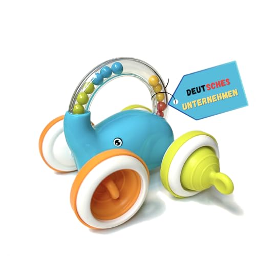 Motorikspielzeug mit Greifring 3in1, Babyspielzeug Rassel ab 3-24 Monate, Entwicklungsspielzeug mit Silikon Sensorik, Geschenk zur Geburt Junge oder Mädchen
