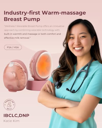Image of Momcozy Wellness 1 Wearable Breast Pump, Warm-Massage Hands-Free Pump with Heated Flange&Simulated Massage for Comfortable Breastfeeding&Let-Down, App-Controlled, 4 Modes 12 Levels, 180ml /6oz