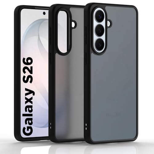 Image of RIGGEAR Shockproof Sleek Hybrid Armor Back Cover Case for Samsung Galaxy S26 (Smoke Black Matte PC + Black TPU Bumper)