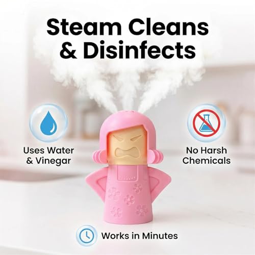 Image of Angry Mama Microwave Oven Steam Cleaner, Angry Mom Microwave Cleaner, Just Add Vinegar and Water, Cut Cleaning Time by Half (Pink)