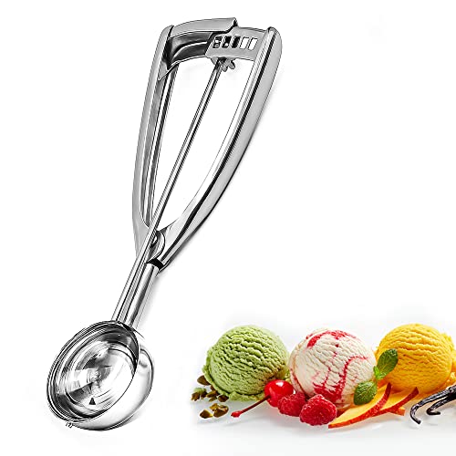Bixel Cuillère à crème glacée avec déclenchement facile – Petite taille (4 cm) en acier inoxydable 304 pour boulettes de viande, boules de mellon, purée de pommes de terre et muffins