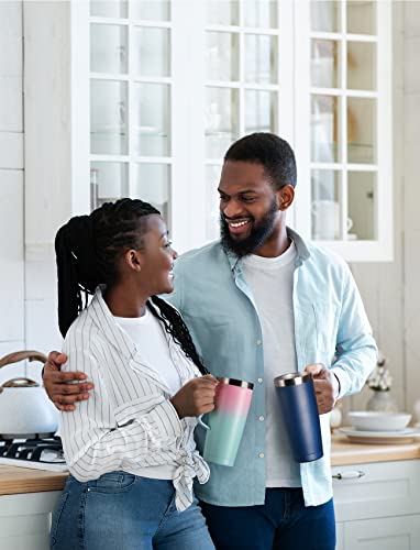 Lyrifine Coffee Mug 24Oz, Vacuum Insulated Coffee Travel Mug With Handle And Lid, Portable Coffee Tumbler Travel Mug For Car, Keep Cold/Hot, Stainless Steel Coffee Cup For Men Women Gift, Dark-Blue #TOP6