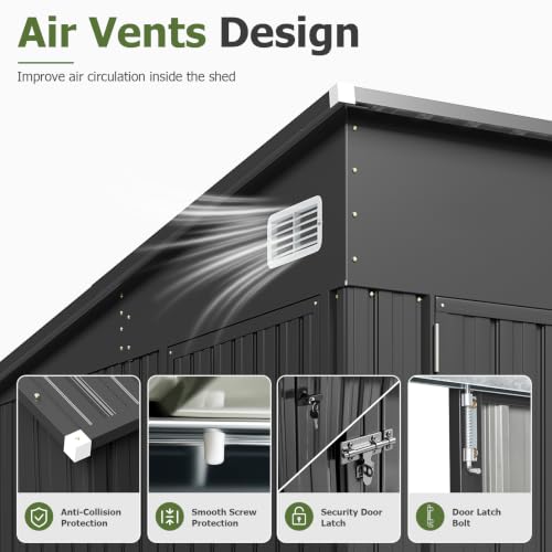 Aoxun 7.5'x4' Outdoor Storage Shed with 3 Lockable Doors & 14mm PP Floor - Image 5