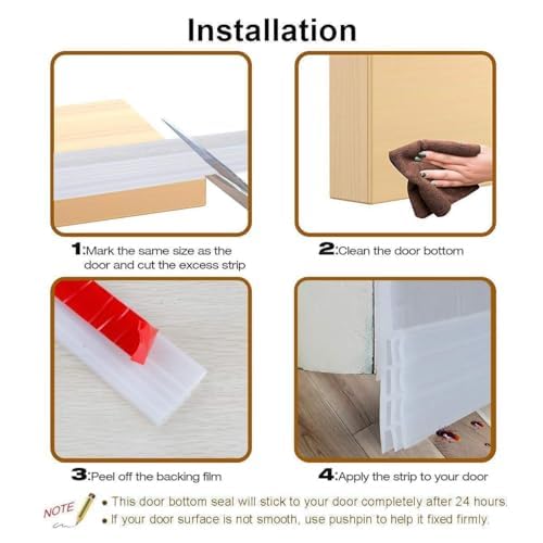 Image of Silicone Self-Adhesive Door and Window Shield Tape - Bottom Sealing Strip for Home Weather Stripping, Air Gap, Sound and Dust Proof (Transparent)