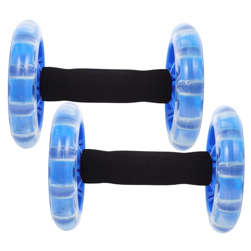 Rueda de fitness abdominal doble azul VALICLUD portátil con manijas antideslizantes