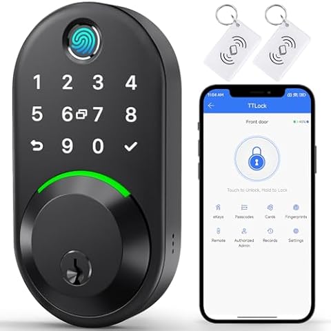 Keypad Smart Deadbolt Door Lock,Keyless Entry Door Lock,Fingerprint Door Lock for Front Door,Electronic Door Lock with Code,Digital Deadbolt with App Control Cover