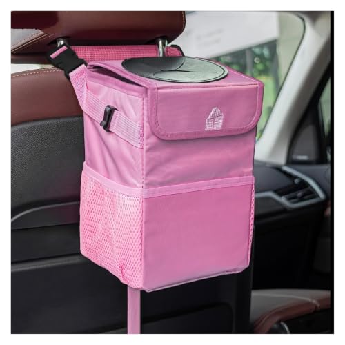 Poubelle de voiture rose à couvercle pour garder l'auto propre lors des voyages
