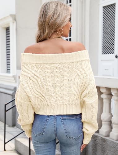 Image of ZAFUL Women V Neck Button Knit Crop Sweaters Batwing Sleeve V Back Ribbed Hem Pullover Sweater