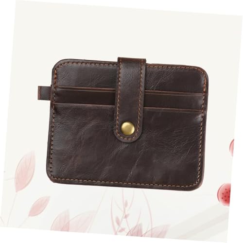 Retro Mens Genuine Leather Slim Wallet Front Pocket Card Holder with Snap Closure and Coin Purse (Coffee)3