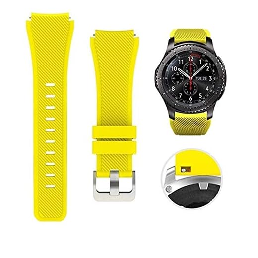 22mm silikonband för Samsung Galaxy Watch 46mm band för Samsung Gear S3 Frontier/Classic Watch 160 (Color : Yellow, Size : For Gear S2)