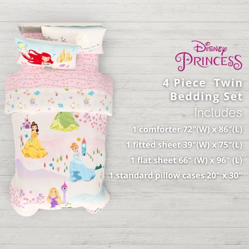 Image of Disney Princess Kids Bedding Super Soft & Cozy Comforter and Sheet Set, Twin, (Officially Licensed Product) By Franco