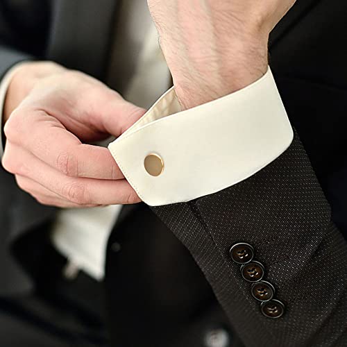 Brushed Gold Cufflinks For Men Wedding Simple Round Cuff Links Mens Western for Groom3