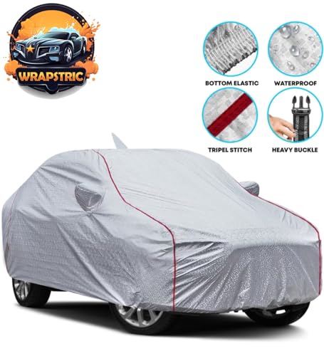Water-Resistant Car Cover for Mitsubishi Pajero– Dustproof, UV Protection, Scratch Resistance, Secure Buckle Strap, Elastic Front & Rear – Silver
