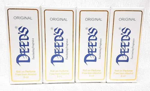 Almas Deeds Fresh Roll On Perfume, 8Ml Each (Pack Of 4) For Unisex