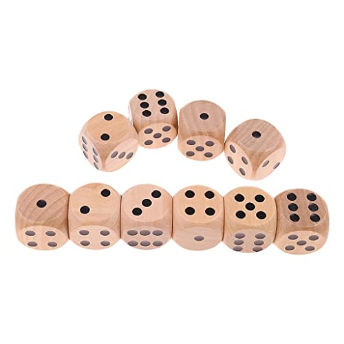 Dados de madera de seis caras MagiDeal pack de 10 unidades para juegos de mesa tradicionales 6