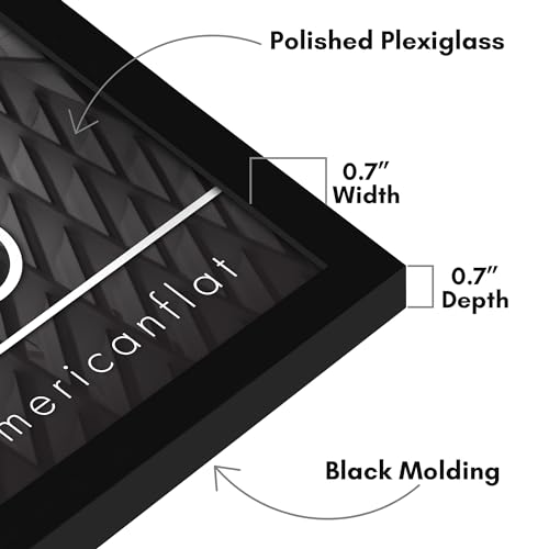 Americanflat 36x36 Picture Frame with Polished Plexiglass - Streamline Collection - Thin Border Square Frame for Wall Display - Hanging Hardware Included - Black