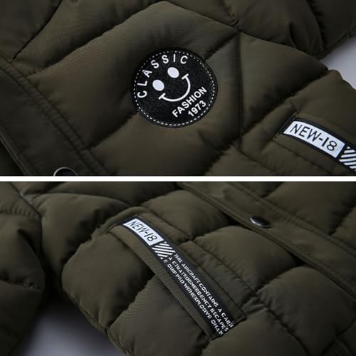 linboo Jungen Winterjacke Outdoor Mantel Parka mit Fellkapuze Steppjacke Baumwolle Kinderjacke Warm Wintermantel Gefüttert Winter Kapuzenjacke, Blau, 116-122(Herstellergröße: 120)