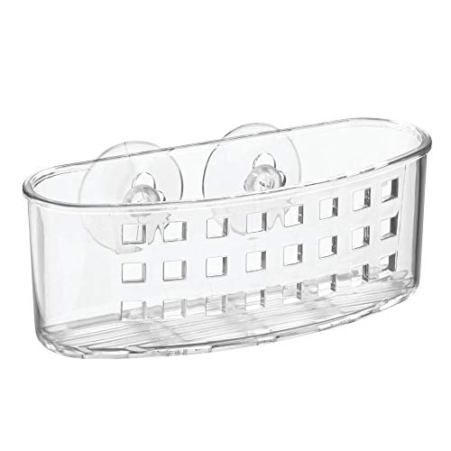 Idesign Plastic Kitchen Sink Suction Holder For Sponges, Scrubbers, Soap, Scouring Pads, Bathroom Shower Organizer, 6.5" X 2.5" X 2.5", Set Of 2, Clear #TOP4