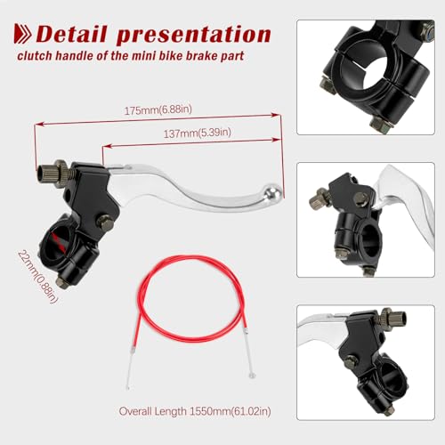 Image of 7 /8 inch 22mm Mini Bike Brake Lever and Mini Bike Brake Caliper Compatible for Coleman CT100U Baja Doodle Bug Motovox MBX10 47cc 49cc Mini Pocket & Dirt Bikes, Includes 155cm Brake Cable