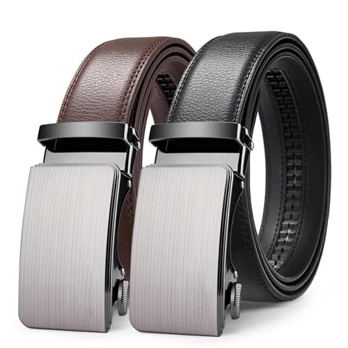 Men’s Genuine Leather Belt Fashion Business Waist Belt with Alloy Buckle Automatic Style for Formal and Daily Wear2