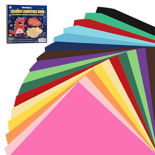 80 Sheets Colored Cardstock Book - 12 x 12 Inches 65 lb/180 gsm Tearable Scrapbook Paper 16 Colors Construction Card Stock Paper for DIY crafts, Card Making, Scrapbooking, Kids Art Supplies UAP07
