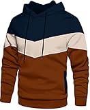 Eigenschaften: Farbblock-Design, verstellbare Kapuze mit Kordelzug, Langarm-Sweatshirt, elastischer Saum und Manschette, lässiger Stil und normale Passform, Seitentaschen zur Aufbewahrung von Telefon, Schlüsseln oder anderen kleinen Gegenständen.Nicht nur das er gut aussieht, er wärmt auch gut